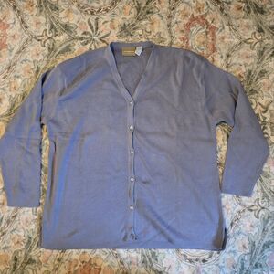 Liz Claiborne LizWear Women's Size XL Purple Button up Cardigan Sweater